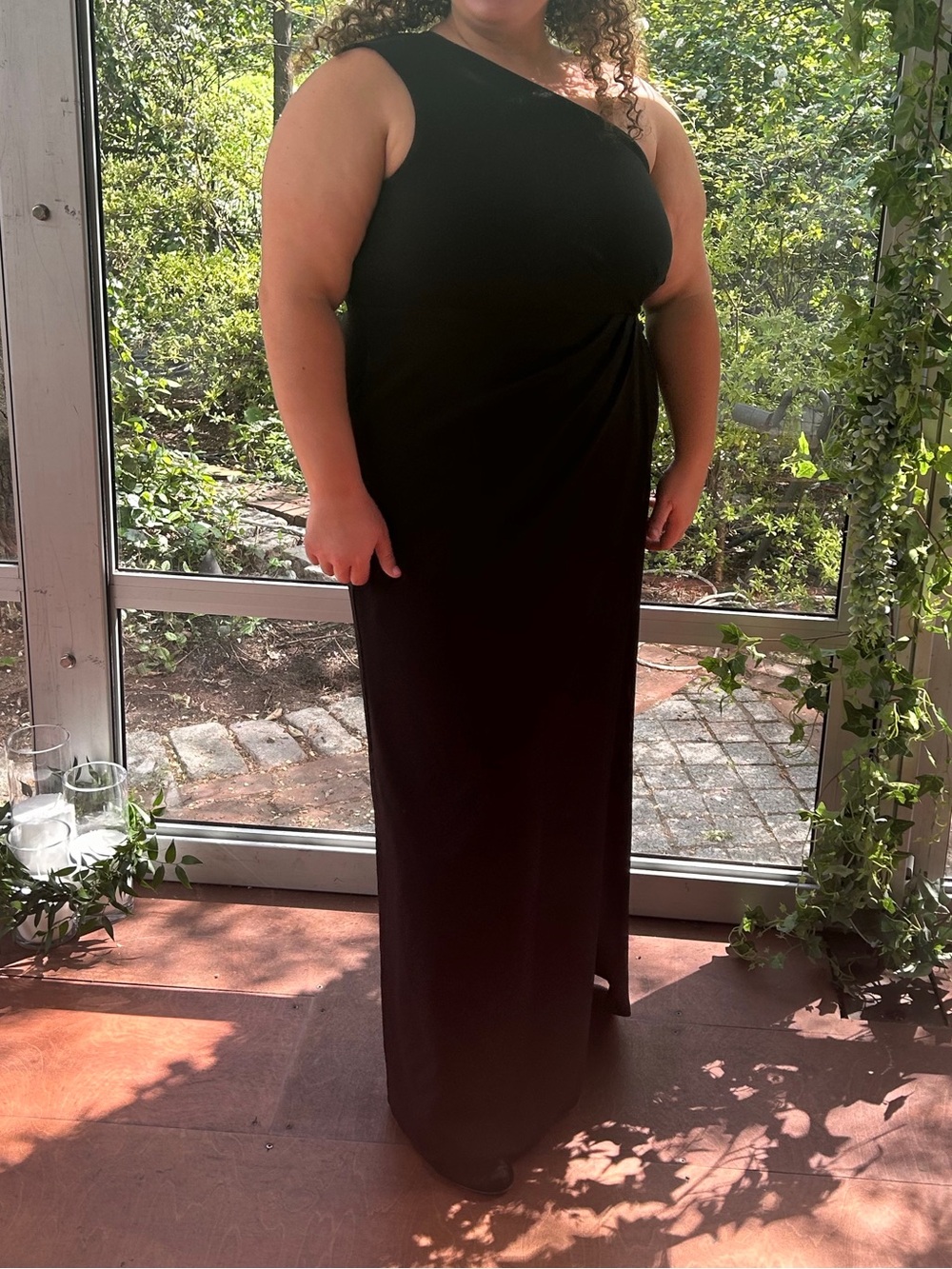 Calvin Klein Black One-Shoulder Evening Gown